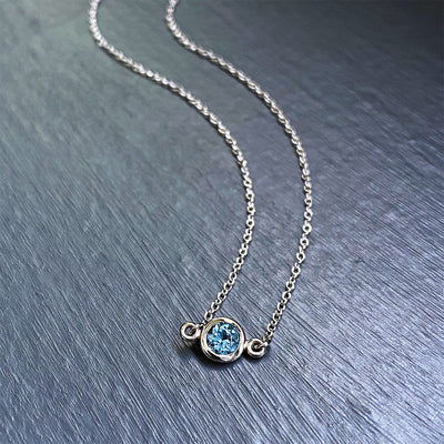 Aquamarine Floating Pendant in 14K White Gold