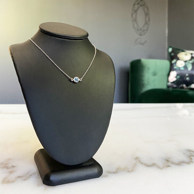 Aquamarine Floating Pendant in 14K White Gold