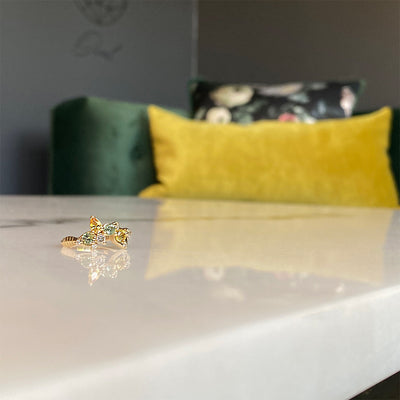 Tropical Bliss Montana Sapphire Chocolate and White Diamond Ring in 14K Yellow Gold