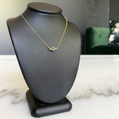 Tsavorite Garnet Floating Pendant in 14K Yellow Gold