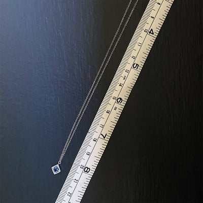 Montana Blue Sapphire Vintage Pillow Pendant with Milgrain in 10K White Gold