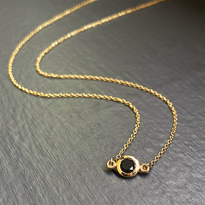 Black Diamond Floating Pendant in 14K Yellow Gold