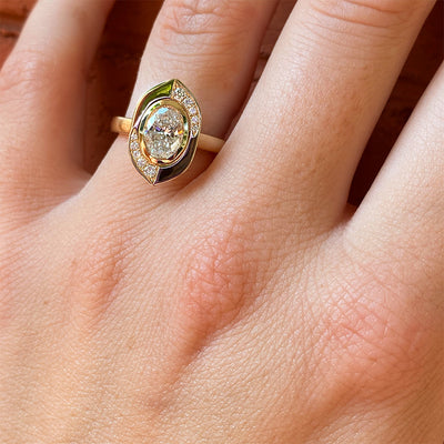 ‘Eclipse’ Oval Diamond Ring in 14K Yellow Gold