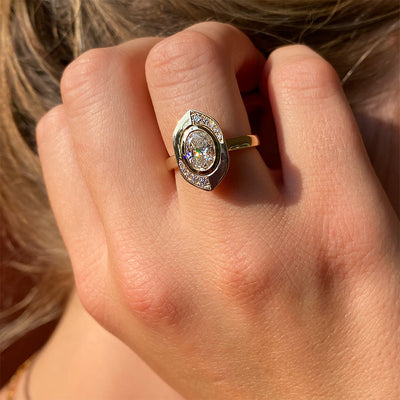 ‘Eclipse’ Oval Diamond Ring in 14K Yellow Gold