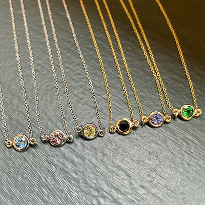 Black Diamond Floating Pendant in 14K Yellow Gold