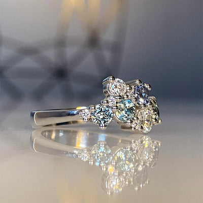Ice Queen Montana Sapphire and Diamond Cluster Ring in Platinum