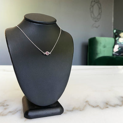 Precious Pink Topaz Floating Pendant in 14K White Gold