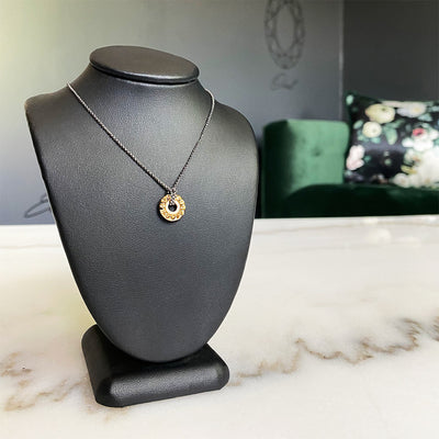 ‘Tender Love’ 14K Yellow Gold Pendant with Oxidized Silver Chain