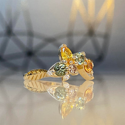 Tropical Bliss Montana Sapphire Chocolate and White Diamond Ring in 14K Yellow Gold