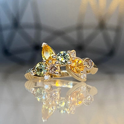 Tropical Bliss Montana Sapphire Chocolate and White Diamond Ring in 14K Yellow Gold