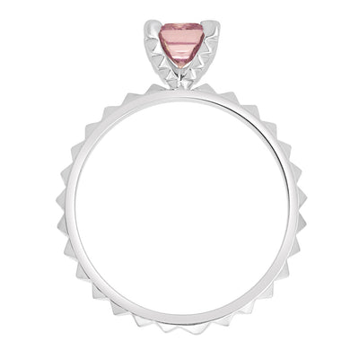 ‘Tender Love’ Engagement Ring with Emerald Cut Pink Sapphire in 14K White Gold