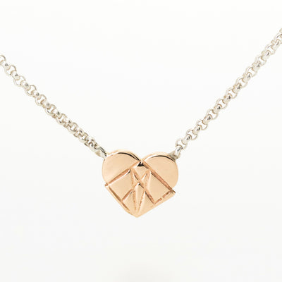 Modern Love 14K Rose Gold Floating Heart Pendant with Sterling Silver Chain