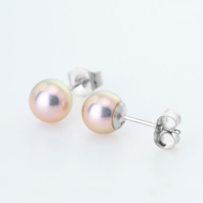 Pink Classic 6mm Freshwater Pearl Studs in Sterling Silver