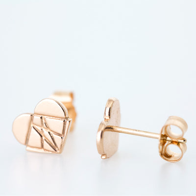 Classic Modern Love Studs in 14K Rose Gold