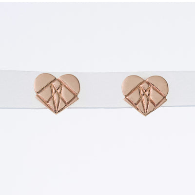 Classic Modern Love Studs in 14K Rose Gold
