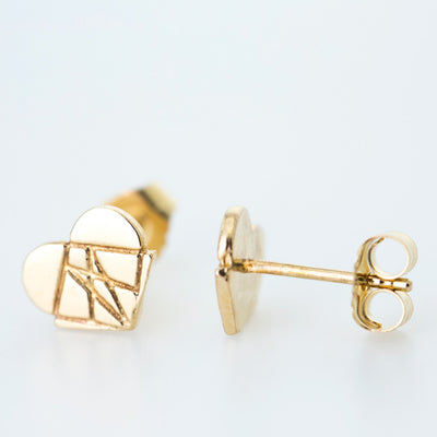 Classic Modern Love Studs in 14K Yellow Gold