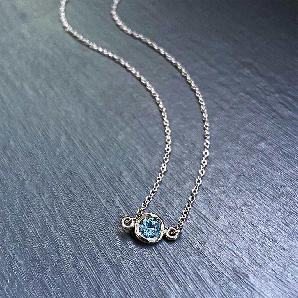 Aquamarine Floating Pendant in 14K White Gold