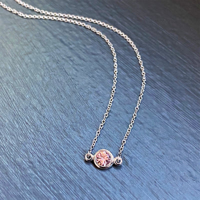 Precious Pink Topaz Floating Pendant in 14K White Gold