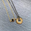 ‘Tender Love’ 14K Yellow Gold Pendant with Oxidized Silver Chain
