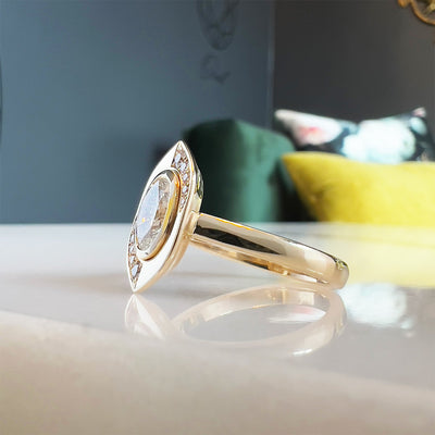 ‘Eclipse’ Oval Diamond Ring in 14K Yellow Gold