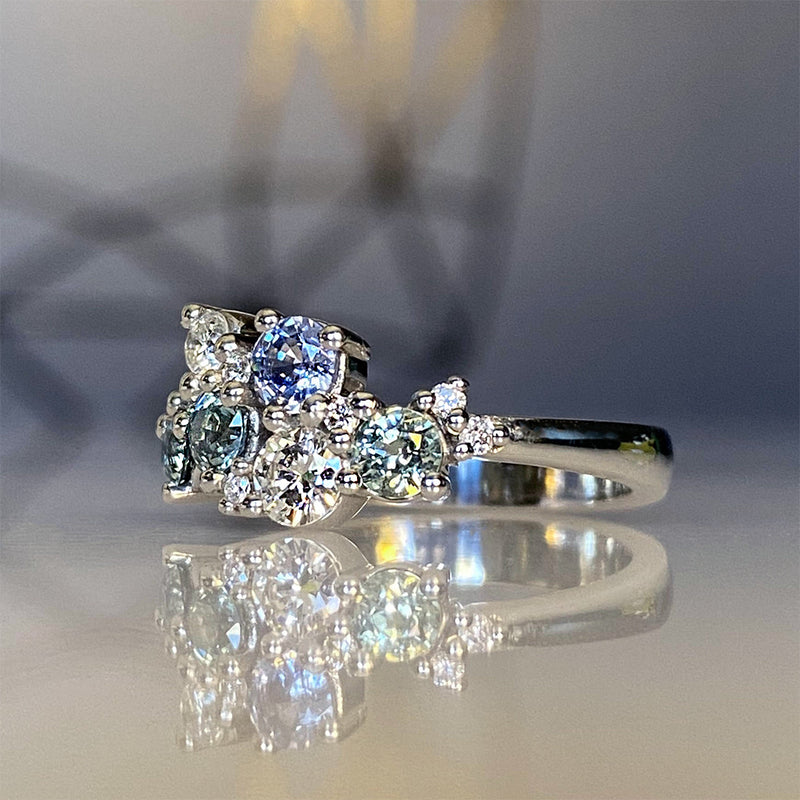 Ice Queen Montana Sapphire and Diamond Cluster Ring in Platinum