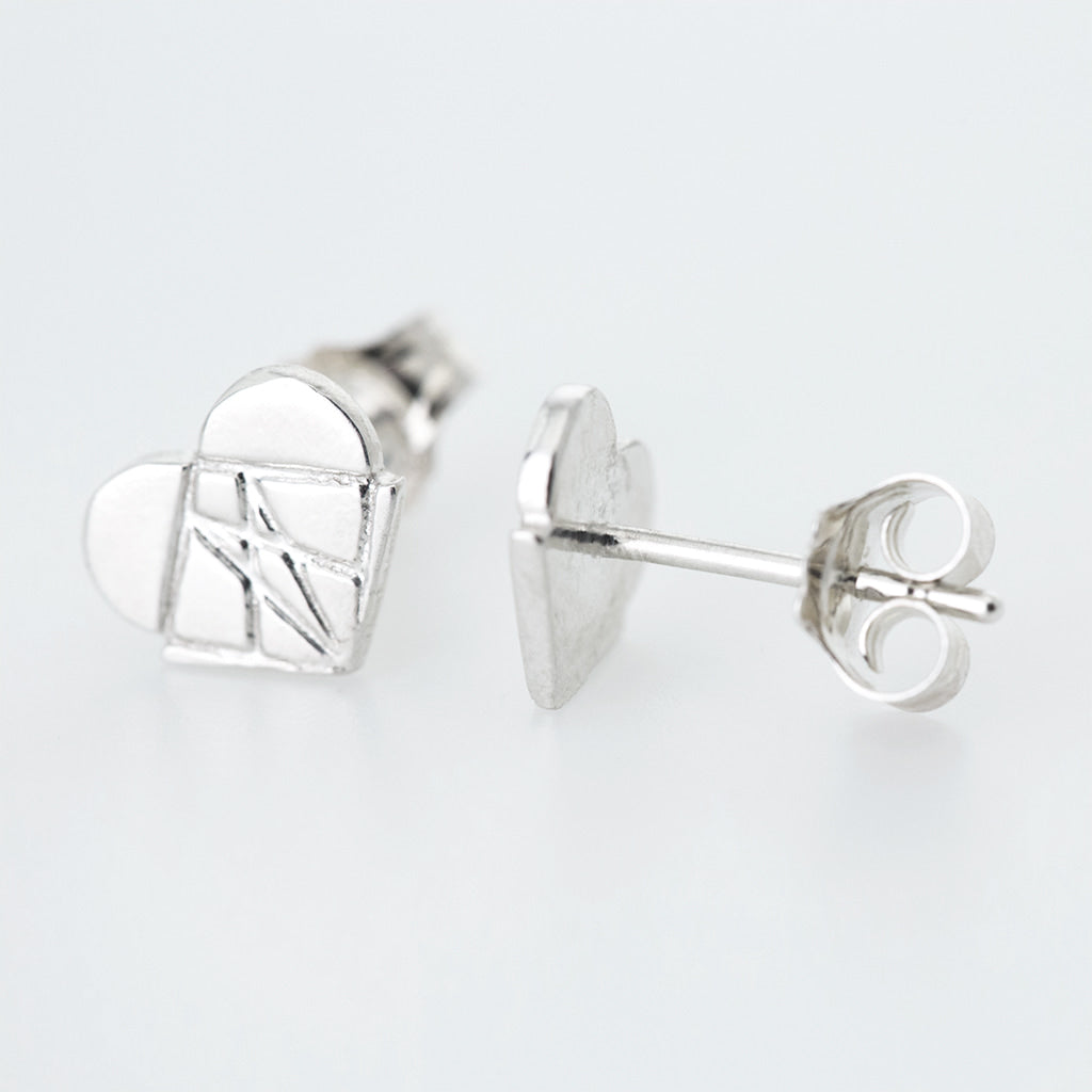 Classic Modern Love Studs in Sterling Silver