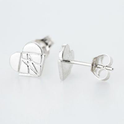Classic Modern Love Studs in Sterling Silver