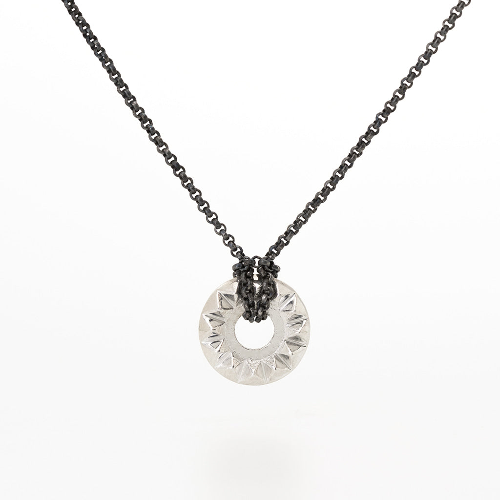 ‘Tender Love’ Sterling Silver Pendant with Oxidized Silver Chain