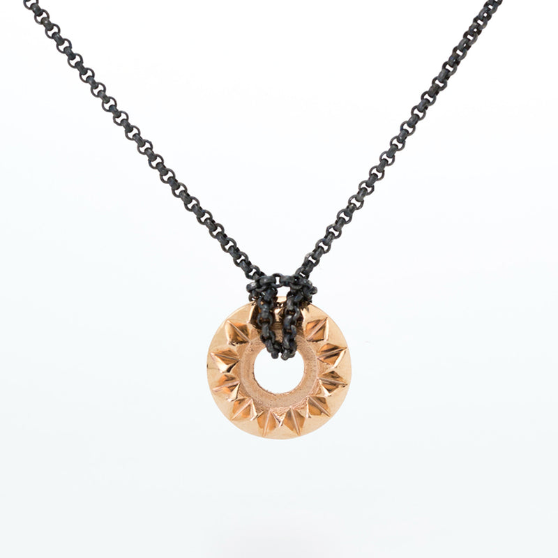 ‘Tender Love’ 14K Rose Gold Pendant with Oxidized Silver Chain