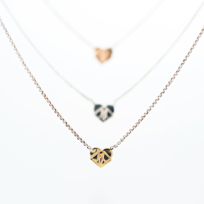 Modern Love 14K Rose Gold Floating Heart Pendant with Sterling Silver Chain