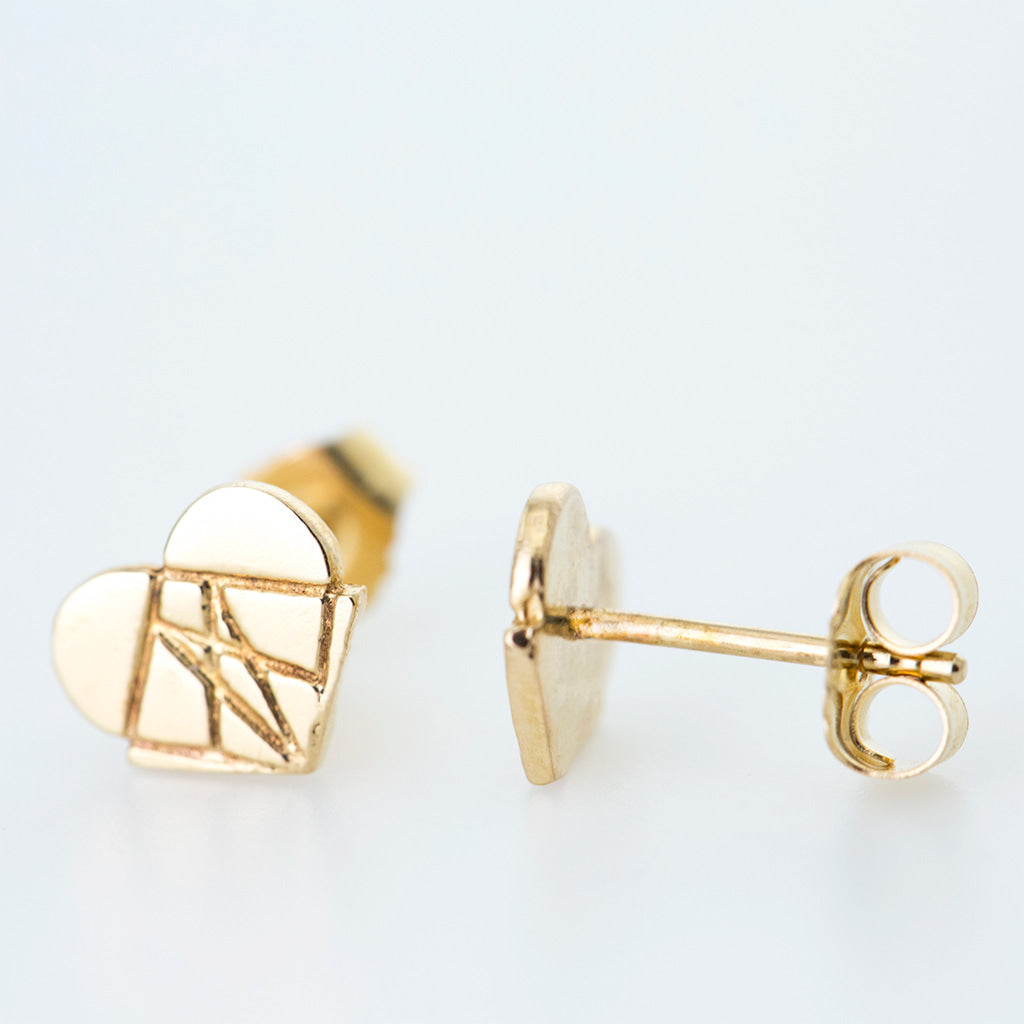 Classic Modern Love Studs in 14K Yellow Gold